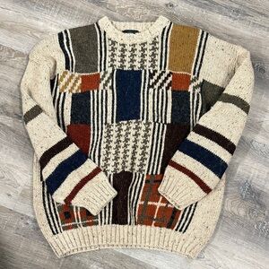 Etchings Men's Multicolor Patchwork Sweater sz l